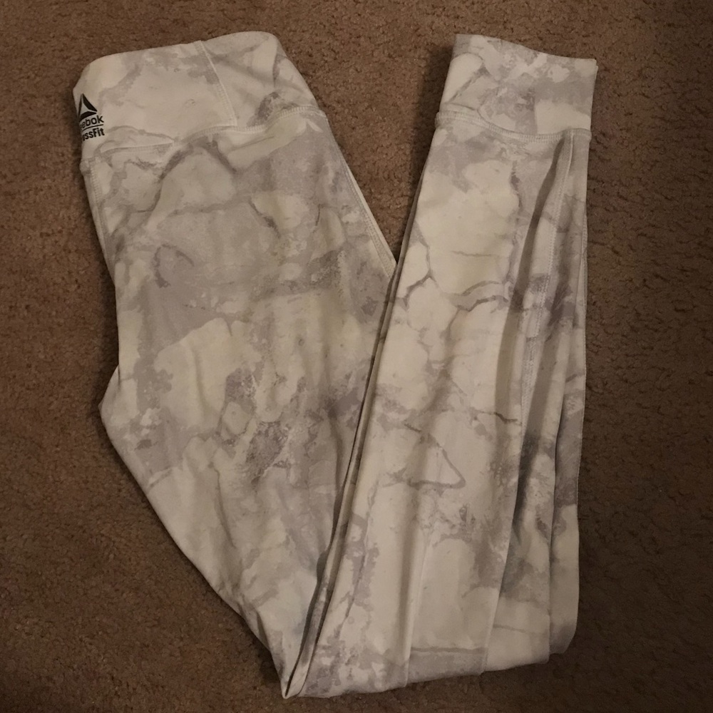 White, marbled Reebok pants